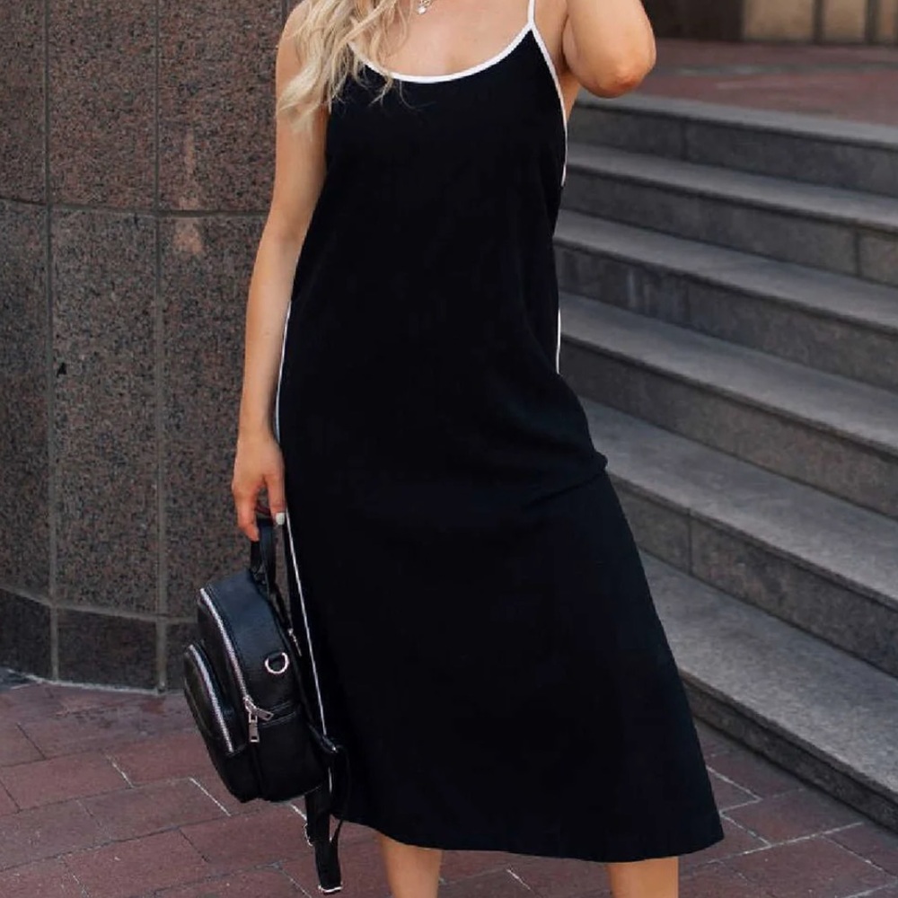 NEW Black Linen Midi Dress